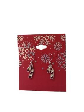 Kohl's Women's Candy Cane Earrings Red Silver Tone